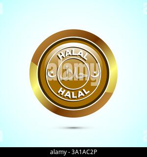 Halal icon design illustration, Halal Certificate tag, Islamic approved sign, Button design Stock Vector