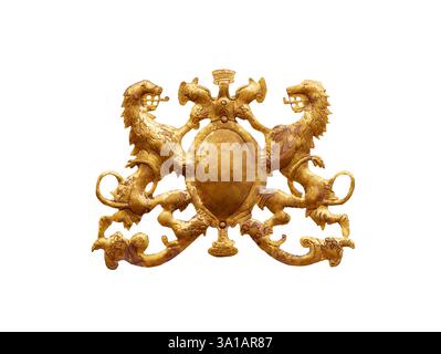 vintage royal decorative plaster with lions isolated on a white background Stock Photo