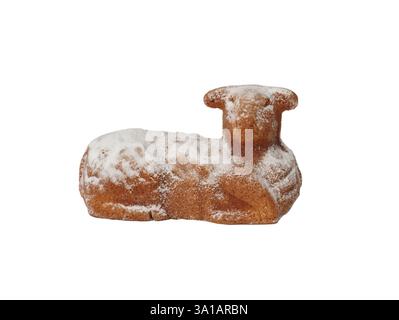 Easter babka in the form of a lamb isolated on a white background Stock Photo