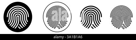 Fingerprint icons set. Black and white fingerprint design. Cybersecurity concept. Vector illustration Stock Vector
