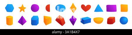 Geometric shapes like triangles, circles, and rhombuses for learning. Stock Vector