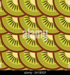Seamless botanical pattern with kiwi slices vector illustration Stock Vector