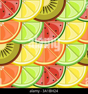 Seamless colorful pattern with slices of fruits vector illustration Stock Vector
