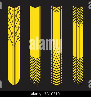 Vertical yellow car decals set Stock Vector