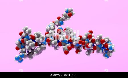 Illustration of a semaglutide molecule, which is a synthetic glucagon-like peptide-1 (GLP-1) receptor Illustration of a semaglutide molecule, which is a synthetic glucagon-like peptide-1 (GLP-1) receptor