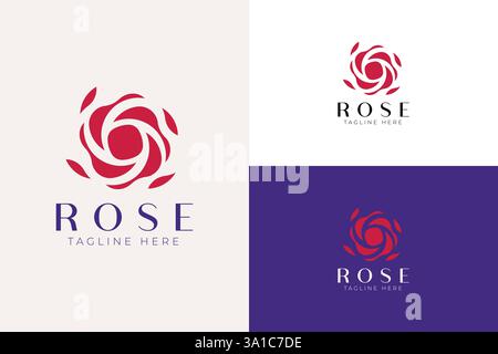 Elegant Rose Logo Design for Florists and Wedding Invitations Stock Vector
