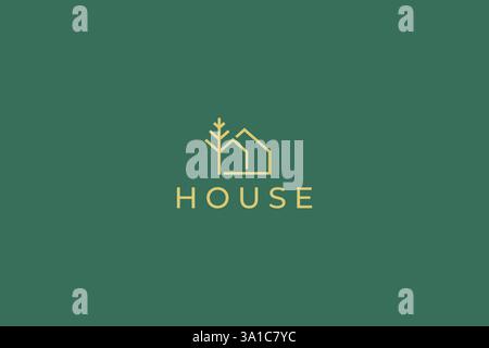 Logo Green Home Sustainable Living Nature, Cozy House, Eco-Friendly Residence Stock Vector