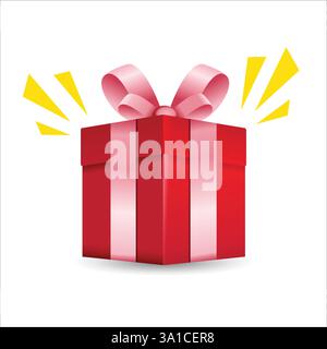 Surprise gift Box or Present. Colorful wrapped for Birthday Party, Christmas or Valentines Day holiday greetings and invitations. stock illustration Stock Vector