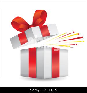 White open gift box concept, surprise concept merry christmas, valentine stock illustration Stock Vector