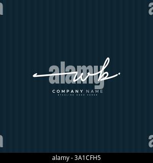 WB Initial Logo in Signature Style for Photography and Fashion Business - Hand Drawn Signature Logo Vector Stock Vector