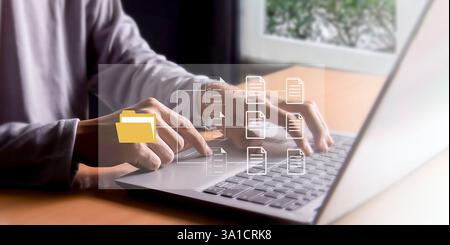 document management Organizing enterprise information Powerful online document files Stock Photo