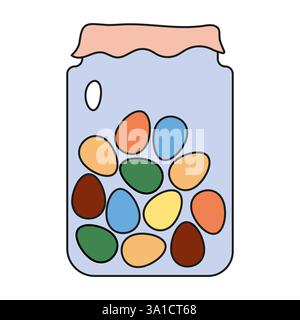 Easter glass jar of eggs color icon. Cartoon sweet eggs food pictogram Stock Vector
