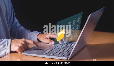 document management system concept Searching and managing online document files for archiving Stock Photo
