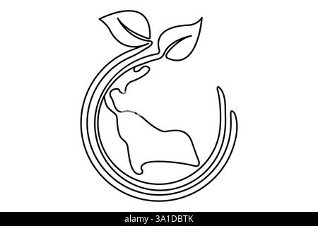 Ecology sustainable continuous one line drawing of Isolated outline vector art Stock Vector
