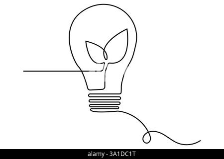 Ecology sustainable continuous one line drawing of Isolated outline vector art Stock Vector
