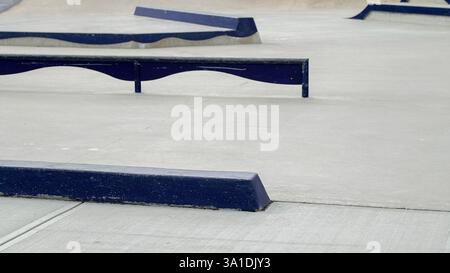 Unique skate park features with blue ramps and smooth surfaces for ...