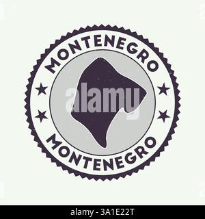 Montenegro emblem. Country round stamp with shape of Montenegro, isolines and round text. Astonishing badge. Artistic vector illustration. Stock Vector