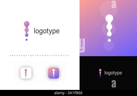 Minimalist exclamation mark logo, symbolizing creativity, innovation, bold ideas. Ideal for tech startups, design agencies, tech firms, communication Stock Vector