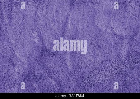 Soft shaggy purple carpet texture. Fluffy synthetic textile fur, plush textile, blanket cloth background. Wallpaper, backdrop, solid color Stock Photo