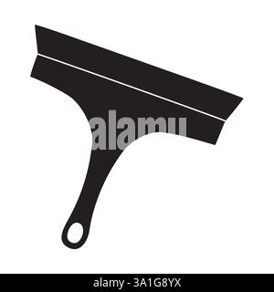 Black silhouette of cleaning squeegee with rubber blade for washing windows, glyph icon flat vector illustration Stock Vector