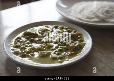 Food in Kerala, South Indian mixed vegetable served with Idiappum rice noodles, Kerala, India, Asia Stock Photo