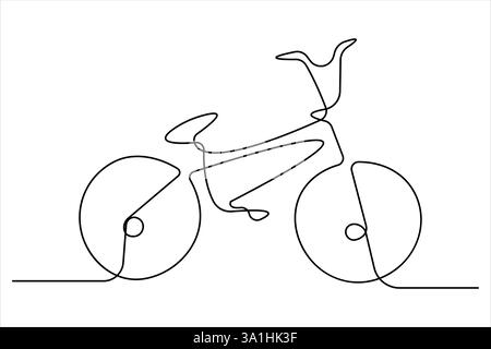 Continuous one single line drawing of bicycle vector illustration minimalism design Stock Vector