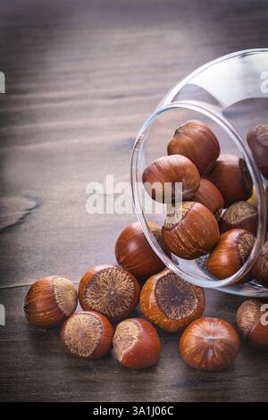 Hazelnuts in transparent jar Stock Photo