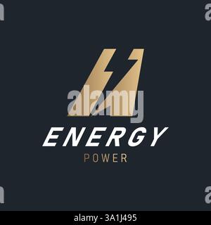 Letter A Logo Design Template Element with Lightning Symbol Thunderbolt Energy Power with modern and dynamic style Stock Vector
