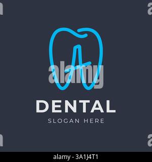 Simple Dental Logo With Letter A, modern and minimalist vector design illustration. Suitable for dental clinic branding, dentist, oral health, dental Stock Vector