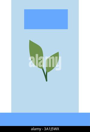 Eco-friendly recyclable paper packaging with leaf design on light background. Stock Vector