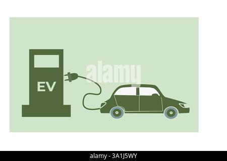 Electric vehicle charging station icon: eco-friendly transportation design. Stock Vector