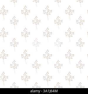 Seamless beige floral pattern on white background. Stock Vector