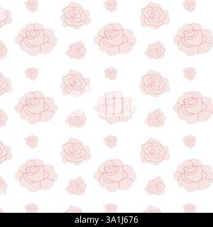 Seamless pink rose pattern on white background for elegant textile design. Stock Vector