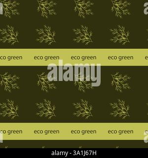 Seamless botanical pattern with eco green theme and leaf motif. Stock Vector