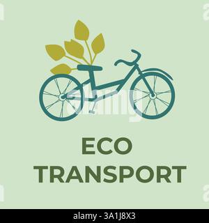 Eco transport: embracing sustainable bicycle travel with green energy. Stock Vector