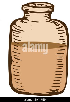 Vector Illustration of essential oil - vial. Perfume bottle. Hand drawn sketch by ink. Stock Vector