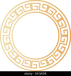 Elegant circular greek key pattern design with golden gradient. Stock Vector