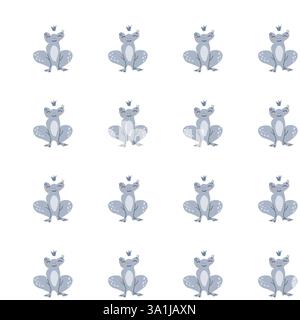 Cute frog prince pattern design for kids' room decor or fabric print. Stock Vector