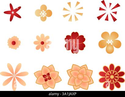 Colorful floral design elements: diverse blossom patterns for creative projects. Stock Vector
