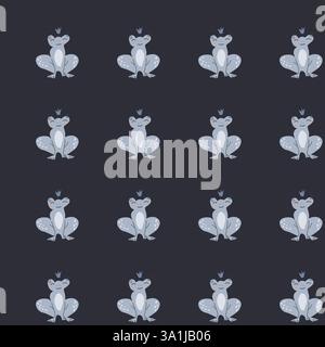 Fairy tale princess frog pattern design for children's decor and clothing. Stock Vector