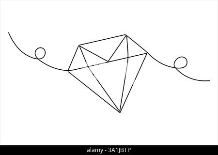 Continuous one line drawing of diamond ring line art drawing vector ...