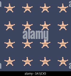 Cowboy sheriff star pattern for children's design, playful theme. Stock Vector