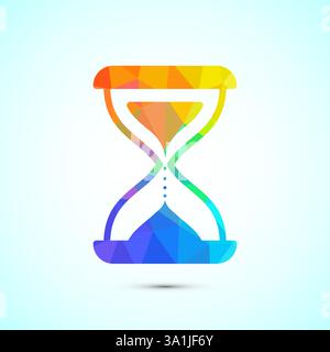 Sand clock icon design illustration. Hourglass symbol, Time measuring sign, low poly style Stock Vector