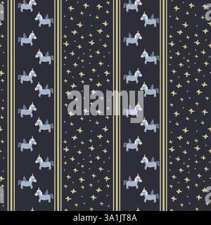 Dreamy unicorn and stars pattern design for children's decor and crafts. Stock Vector