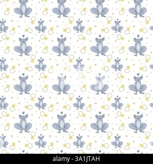 Whimsical princess animal pattern for children's design project. Stock Vector