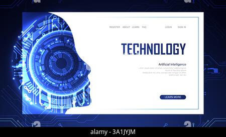 Technological digital AI concept. Vector landing page. Stock Vector