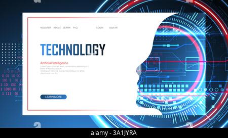 Technological digital AI concept. Vector landing page. Stock Vector
