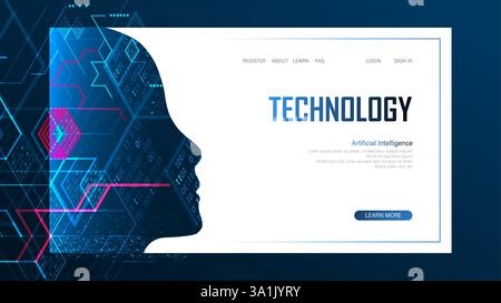 Technological digital AI concept. Vector landing page. Stock Vector