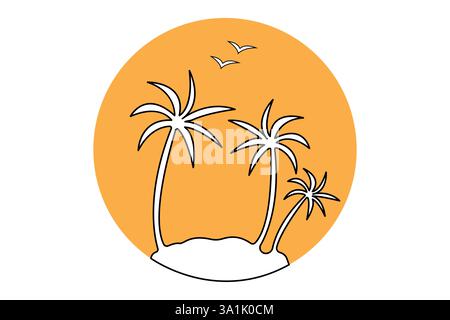 Palm tree continuous one line art drawing with editable stroke vector Icon. Stock Vector
