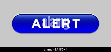 Blue color capsule shape button with word alert on gray background Stock Vector
